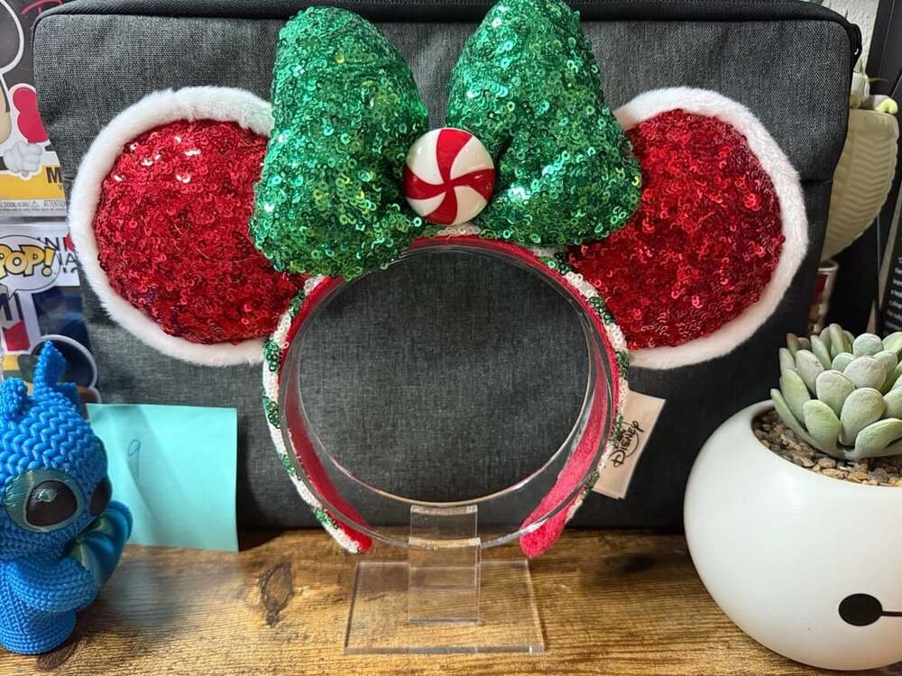 EUC Disney Minnie Mouse Christmas Peppermint Ear Headband